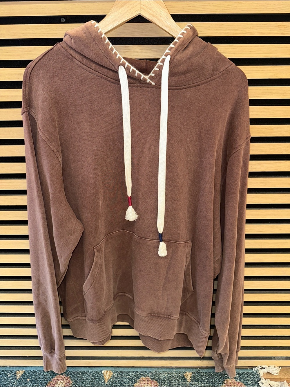 Vintage-washed Hoodie with Stitching